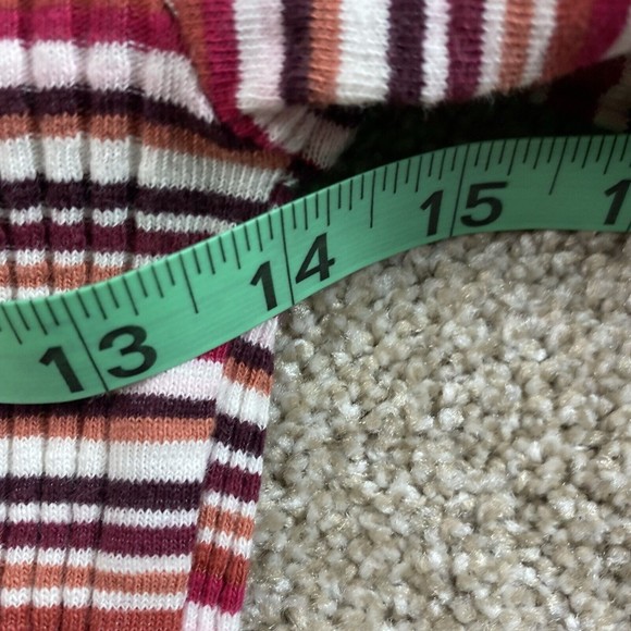 Aero Seriously Soft Womens Knit Cropped Striped Top M Pink Buttons Y2K Ribbed - Picture 5 of 7
